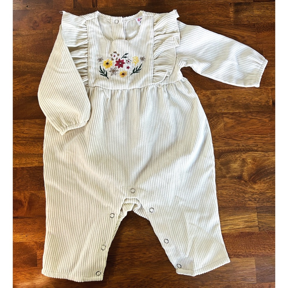 PatPat Embroidered Corduroy with Ruffles Romper